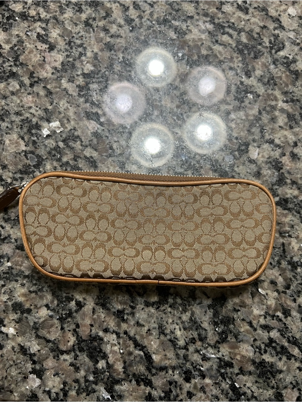 Coach Tan Signature Canvas Eyeglass Pouch